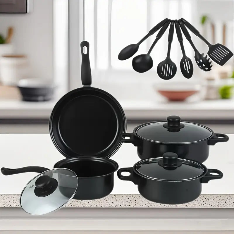 MarmoChef™Juego de Cocina 13 Piezas Antiadherente, Tapas de Vidrio