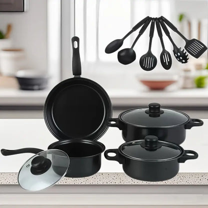 MarmoChef™Juego de Cocina 13 Piezas Antiadherente, Tapas de Vidrio