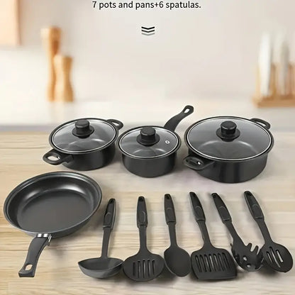 MarmoChef™Juego de Cocina 13 Piezas Antiadherente, Tapas de Vidrio