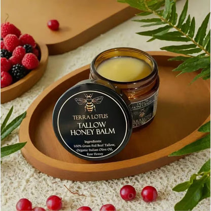 Bálsamo de sebo de res alimentado con pasto orgánico Terra Lotus™ con miel cruda