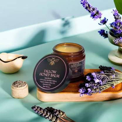 Bálsamo de sebo de res alimentado con pasto orgánico Terra Lotus™ con miel cruda