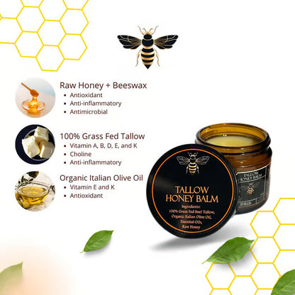 Bálsamo de sebo de res alimentado con pasto orgánico Terra Lotus™ con miel cruda