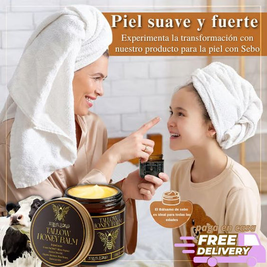 Bálsamo de sebo de res alimentado con pasto orgánico Terra Lotus™ con miel cruda