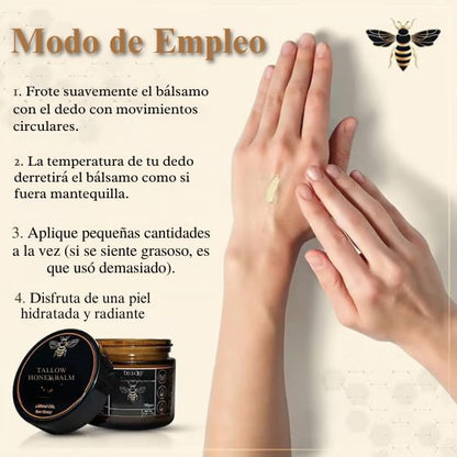 Bálsamo de sebo de res alimentado con pasto orgánico Terra Lotus™ con miel cruda