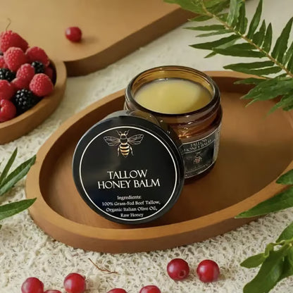 Bálsamo de sebo de res alimentado con pasto orgánico Terra Lotus™ con miel cruda