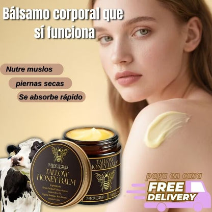 Bálsamo de sebo de res alimentado con pasto orgánico Terra Lotus™ con miel cruda